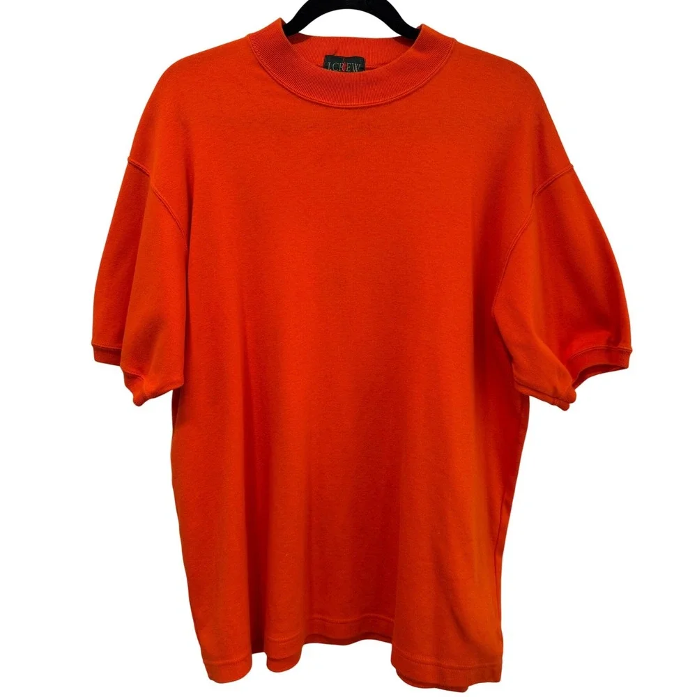 Vintage J. Crew Oarsman Orange Short‎ Sleeve 100% Cotton Mens Large